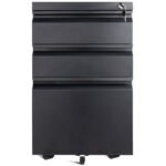 Biuro konteineris su 3 stalčiais ir spyna (Juoda)