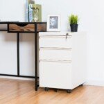 Biuro konteineris su trimis stalčiais ir užraktu (Balta)