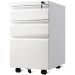 Biuro konteineris su trimis stalčiais ir užraktu (Balta)