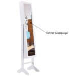 Pastatoma papuošalų spintelė su veidrodžiu ir LED apšvietimu (Balta)