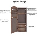 Pakabinama papuošalų spintelė su veidrodžiu (Ruda)