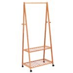 Bambusinis rūbų stovas su ratukais (Medžio)