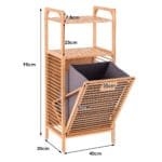 Bambukinė skalbinių dėžė su dviem atviromis lentynomis (Natūrali medžio)