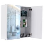 Pakabinama vonios spintelė su veidrodžiu (Balta)