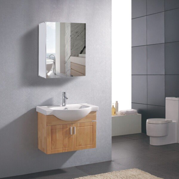 Pakabinama vonios spintelė su veidrodžiu (Balta)