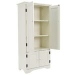 Aukšta komoda su reguliuojamomis lentynomis (Balta)