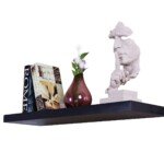 Sieninė lentyna su integruotu „Bluetooth“ garsiakalbiu (Juoda)