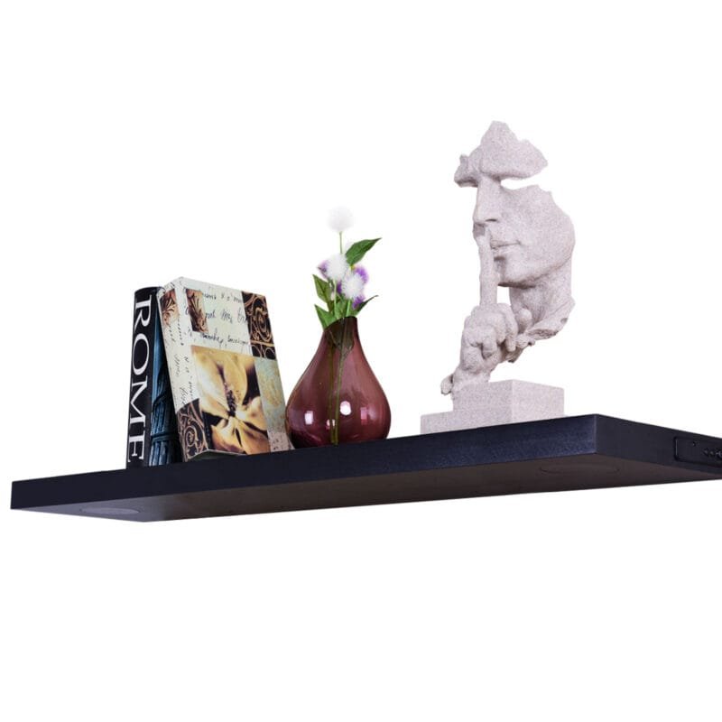 Sieninė lentyna su integruotu Bluetooth garsiakalbiu (Juoda)