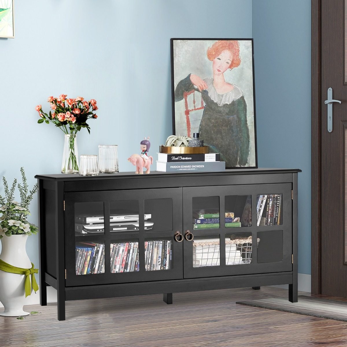 hw56756bk-2 TV staliukas su keturiais laikymo skyriais (Juoda)