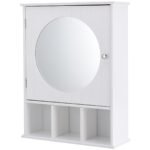 Pakabinama vonios spintelė su veidrodžiu ir reguliuojamomis lentynomis (Balta)