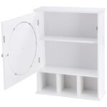 Pakabinama vonios spintelė su veidrodžiu ir reguliuojamomis lentynomis (Balta)