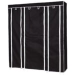 Tekstilinė sulankstoma drabužių spinta su kabykla (Juoda)