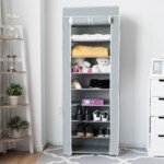 Sulankstoma batų spinta su 10 lentynų (Pilka)