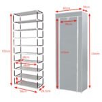 Sulankstoma batų spinta su 10 lentynų (Pilka)