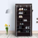 Modulinė spintelė su 10 lentynų batams ir daiktams (Kavos ruda)