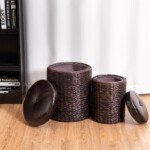 Dviejų dalių sėdimieji pufai su daiktadėže (Ruda)