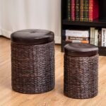 Dviejų dalių sėdimieji pufai su daiktadėže (Ruda)