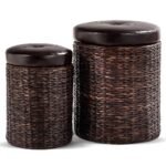 Dviejų dalių sėdimieji pufai su daiktadėže (Ruda)