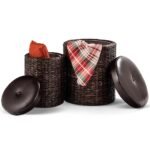 Dviejų dalių sėdimieji pufai su daiktadėže (Ruda)