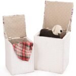 Du pufai su integruota daiktadėže (Natūrali)