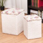 Du pufai su integruota daiktadėže (Natūrali)