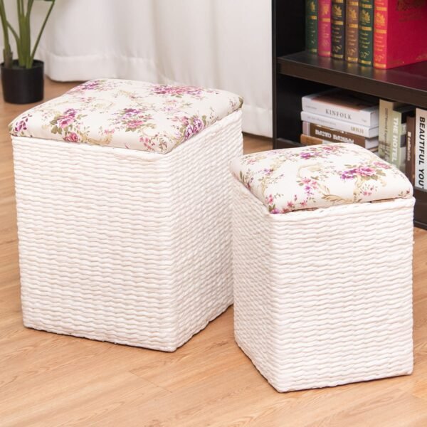 Du pufai su integruota daiktadėže (Natūrali)