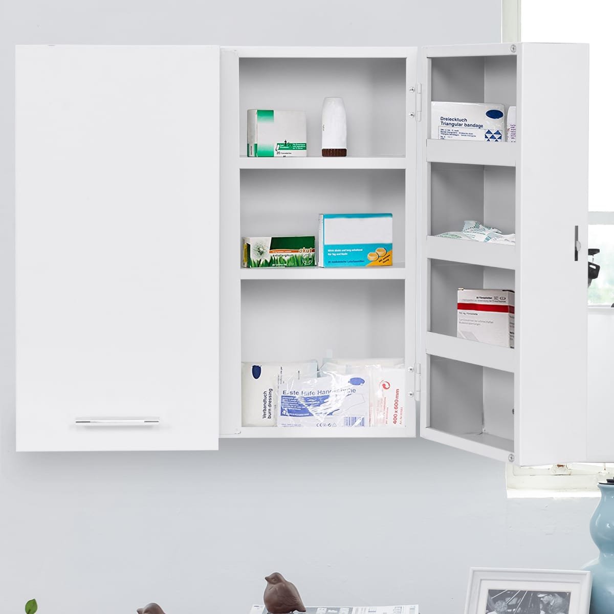 hw57638_2 Rakinama medicinos spintelė pirmajai pagalbai (Balta)