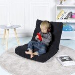 Sulankstoma grindų kėdė su reguliuojamu atlošu (Juoda)