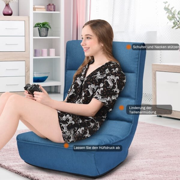 Reguliuojamas sulankstomas sėdmaišis su atlošu (Mėlyna)