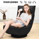 Reguliuojamo atlošo grindų kėdė su 360° pasukimu (Juoda)