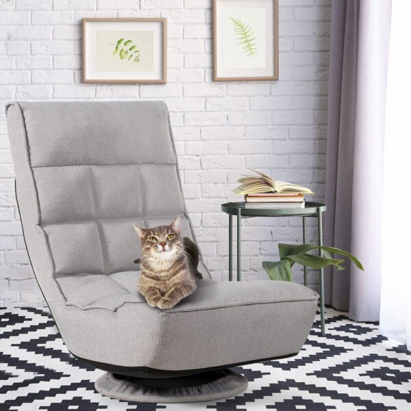 Sėdimasis krėslas su reguliuojamu atlošu ir 360° pasukimu (Pilka)