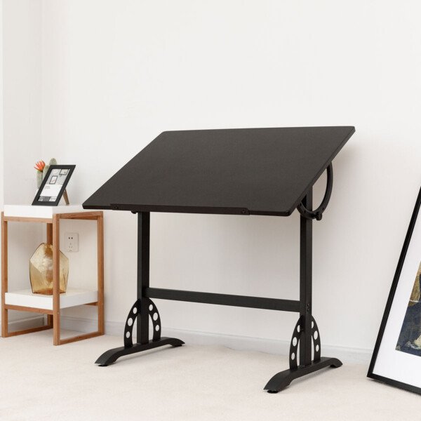 Profesionalus braižymo stalas su reguliuojamu stalviršiu (Juoda)