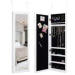 Pakabinama papuošalų spintelė su veidrodžiu (Balta)