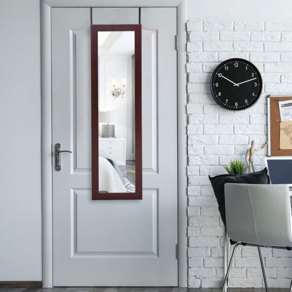 Sieninė papuošalų spintelė su veidrodžiu 110 cm (Ruda)