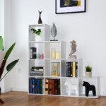 Modulinė laiptinė lentyna su 10 skyrių (Balta)