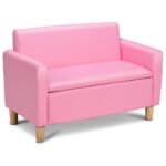 Dvivietė vaikiška sofa su daiktadėže (Rožinė)