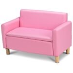 Dvivietė vaikiška sofa su daiktadėže (Rožinė)