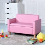 Dvivietė vaikiška sofa su daiktadėže (Rožinė)