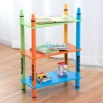 Vaikiška knygų lentyna su 3 žaislų skyriais (Spalvota)