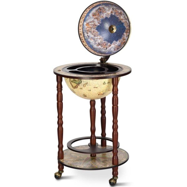 Masyvus medinis gaublio mini baras su ratukais (Natūrali)