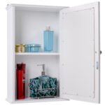 Pakabinama vonios spintelė su veidrodžiu ir dviem skyriais (Balta)