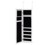 Daugiafunkcė papuošalų laikymo spintelė su viso kūno veidrodžiu (Balta)