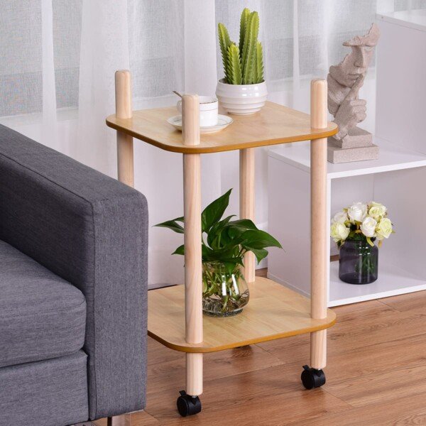 Šoninis staliukas su dviem atviromis lentynomis (Natūrali)