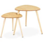 Universalus medinis šoninis staliukas su dviem stalviršiais (Natūrali)