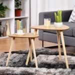 Universalus medinis šoninis staliukas su dviem stalviršiais (Natūrali)