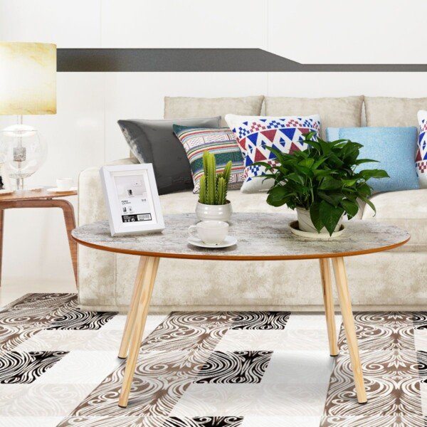 Modernus kavos staliukas su medienos imitacijos paviršiumi (Antikinė spalva)