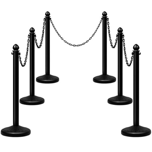 6 vnt. atitvarų stovų su 5 metrų grandinėmis (Juoda)
