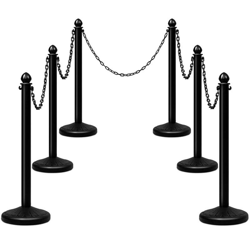 6 vnt. atitvarų stovų su 5 metrų grandinėmis (Juoda)