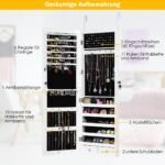 Aksesuarų spinta su LED apšvietimu ir veidrodžiu (Balta)