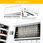 Aksesuarų spinta su LED apšvietimu ir veidrodžiu (Balta)